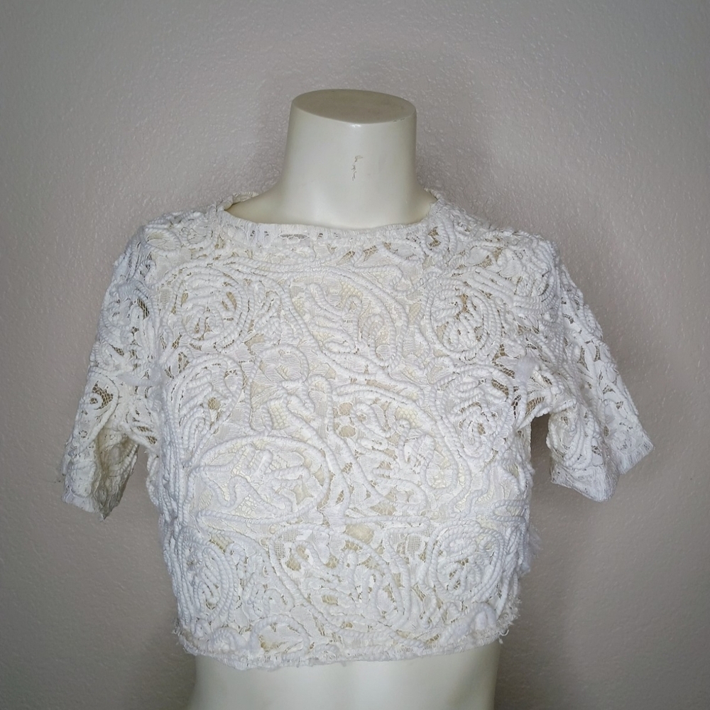 Elegant White Lace Crop Top